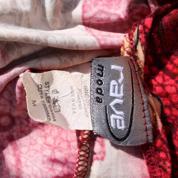 Mode V One Shoulder Paisley Top Red Orange Ruched Side Y2K Size M - Picture 6 of 6